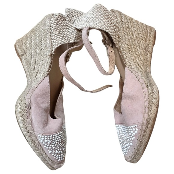 Carmen Saiz Chic Pink and White Espadrille Wedges Stud Detail, EU sz 39 - Picture 9 of 10